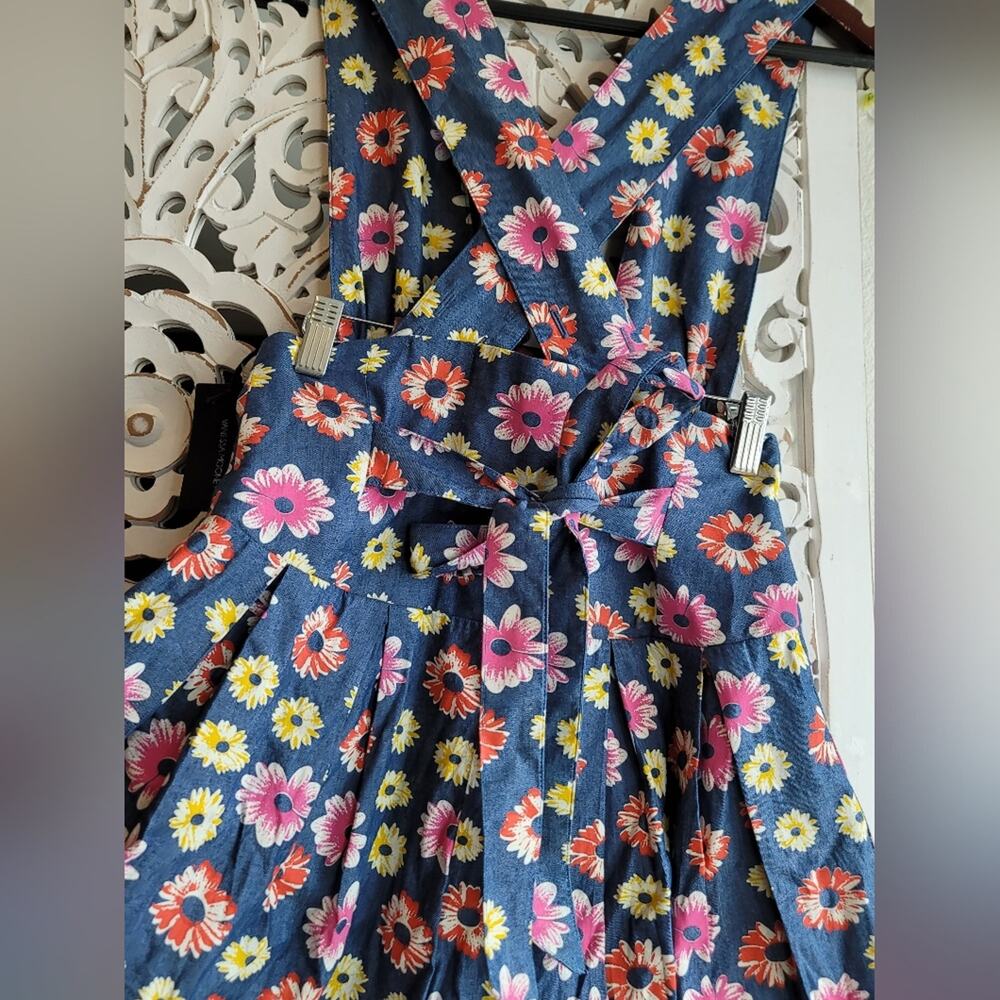 VANESSA MOONEY Venus Blue White Daisy Floral Cotton Romper Boho Feminine NWT S - Picture 11 of 16